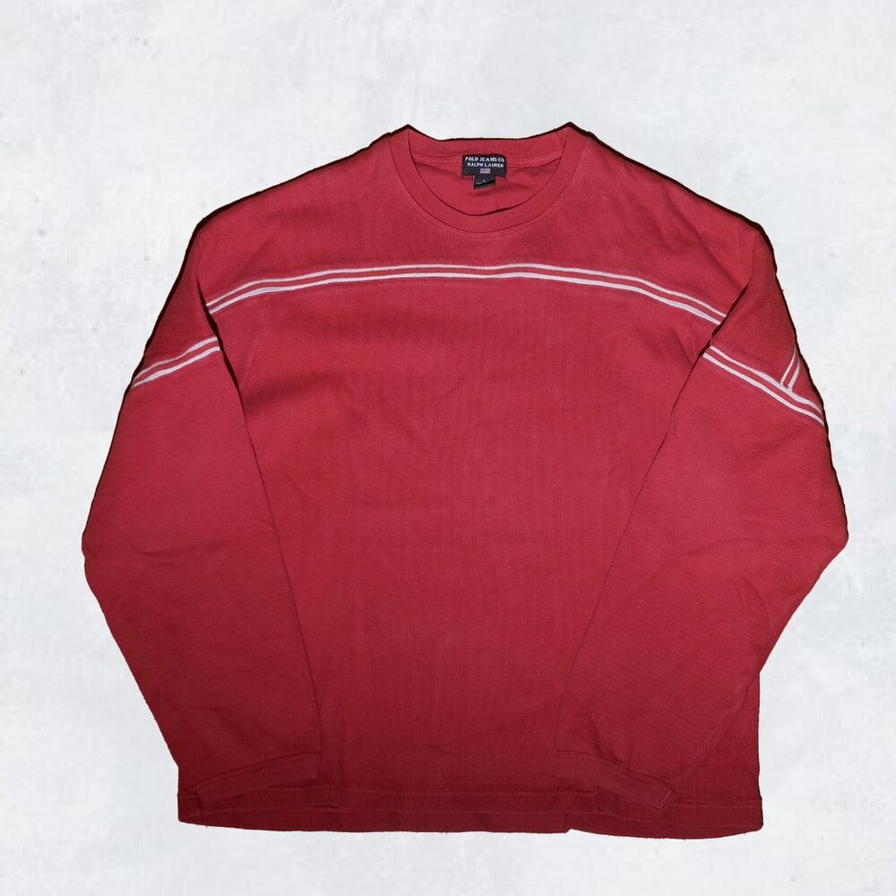 Polo Ralph Lauren Jeans Co Red Crew Neck Long sleeve VTG Cotton pullover L